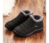 Botas de invierno impermeables para hombre, botas de nieve ligeras, zapatos cálidos de piel para hombre, botines, zapatos de invierno de felpa impermeables, botas para mujer 35 negro