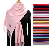Bufanda de invierno para mujer, bufandas de cachemira pura con borla, cuello grueso, diadema cálida, chales para mujer beige