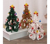 Adornos navideños de madera para árbol de Navidad, pequeños colgantes verde