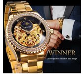 Winner - Reloj mecánico automático para hombre, diseño vintage con diamantes de imitación