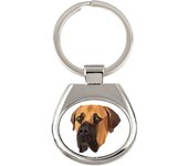 Boerboel, South African Mastiff - geometric keychain with a photo and the inscription Art-Dog blanco