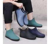 Botas de lluvia transpirables para hombre, zapatos de lluvia con plataforma impermeables, botas de lluvia de marca de moda 2024, zapatos de lluvia sin cordones para hombre, talla 39-45 44 negro