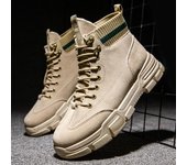 Nuevas botas de hombre de cuero impermeables con cordones, zapatos ligeros hasta el tobillo para invierno, zapatos de seguridad informales antideslizantes para hombre 39 caqui