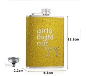 Frasco de acero inoxidable de 8 oz, cuerpo brillante dorado, portátil, para whisky, vino, botella, embudo, viaje, taza de vino 1pc oro