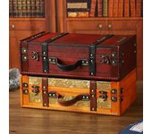 Maleta de diseño vintage, caja de almacenamiento de madera con asa, estilo europeo, cofre del tesoro para guardar joyas, ideal para viajes en casa.