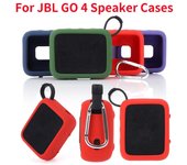 Funda protectora de silicona para altavoz, antiarañazos, con mosquetón, a prueba de golpes, para JBL GO 4, altavoz portátil Bluetooth. verde