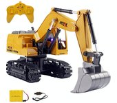 Excavadora multifuncional, excavadora RC, bulldozer, coche RC, coche de juguete, vehículo de construcción, juguete de radiocontrol, tamaño grande, para niños (Amarillo) amarillo