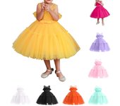 Vestido de dama de honor de princesa para niñas pequeñas, vestido de fiesta de cumpleaños y boda 100 negro