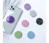 Soporte para teléfono con dedo Pop Grip 3D, agarres Tok Sockets, soporte universal para teléfono móvil y tableta con diseño de cielo estrellado y purpurina negro