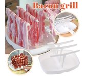 Bandeja para cocinar tocinos y microondas, herramienta de cocina para desayuno crujiente blanco