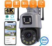 Cámara PTZ Wifi de 8 MP y 4 K, zoom de 36X, lente dual con pantalla dual, visión nocturna por infrarrojos de 120 M, detección humana, cámara de vigilancia inalámbrica para exteriores 8MP Camera