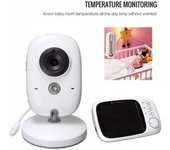 Monitor de vídeo para bebé con pantalla de 3,2  con cámara y control remoto de audio, visión amplia, conversación de audio bidireccional, infrarrojo EU Plug