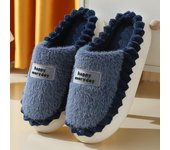 Zapatillas de casa de talla grande para hombre, pantuflas suaves y cálidas de felpa para invierno, zapatillas de interior a rayas para hombre, zapatos de casa de tendencia a la moda, EVA sólido 46-47 gris