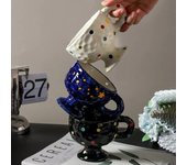 Taza con asa de cerámica de 250 ml, bonita taza de café de cerámica, taza europea para té de la tarde, leche, café, taza de agua para oficina, regalos para amigos 200-250ml