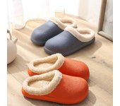 Nuevas zapatillas de invierno cálidas para mujer, zapatos impermeables para parejas, antideslizantes, de felpa de algodón, para interior y exterior, cómodas zapatillas de casa para hombre 36 blanco