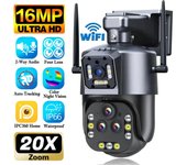 Cámara de vigilancia WIFI 8K de 16 MP con zoom de 20X, seguimiento automático por IA, cuatro lentes, CCTV inalámbrica, cámara IP de seguridad para exteriores, hogar inteligente, nueva de 2025 Camera No Card