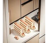 Soporte enrollable automático de 4 capas para nevera, caja para almacenar huevos, contenedor, cocina, refrigerador, dispensador de huevos, organizador de huevos para nevera