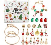 Aoresac Calendario de Adviento de Navidad Pulseras Niñas 24 días Calendario de Cuenta atrás de Navidad Caja ciega DIY oro