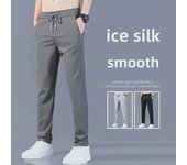 Pantalones casuales transpirables de secado rápido de seda helada ultrafinos y elásticos para hombre XXXXL gris oscuro
