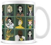 Cuadrícula de personajes de Loki Taza One Size verde/blanco