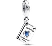 Charm colgante con forma de pasaporte que se puede abrir azul