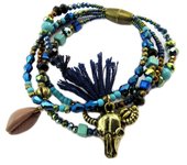 Les Trésors De Lily [P4274] - Pulsera étnica 'Navajos' oro azul turquesa