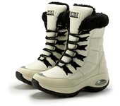 Botas de nieve de invierno para mujer, de calidad, hasta media pantorrilla, cómodas, impermeables y con cordones. 42 blanco