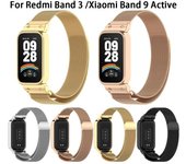 Funda protectora para Xiaomi Band 9 Active, correa de reloj Redmi Band 3, pulseras de metal + funda 9 Active/Band3 plata