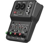 Interfaz de audio Tarjeta de sonido de grabación profesional Tarjeta de sonido de interfaz de audio mini USB de 16 bits/48 kHz con 2 entradas y 2 salidas con alimentación fantasma de 48 V Cable USB-B negro