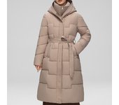 Abrigo largo de invierno para mujer, parkas con capucha, moda, abrigos gruesos y cálidos, chaquetas para mujer con cinturón M negro