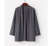 Cárdigan de kimono japonés para hombre, suelto, algodón, lino, frente abierto, informal, camisa de verano, chaquetas 9XL blanco