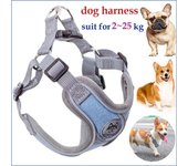Arnés para perros transpirable con correa, chaleco Oxford reflectante, arnés para perros, tamaño ajustable, perros pequeños y medianos XS (no Leash) gris