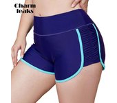 Charmleaks Mujeres Talla Plus Traje de Baño Inferior Cintura Alta Bañadores Natación Tankini Pantalones 1X azul