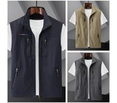 Chaleco de secado rápido para exteriores para hombre, chaleco fino con múltiples bolsillos para herramientas de verano y otoño, chaqueta informal de talla grande 6xl M verde del ejército