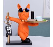 Escultura de bulldog con forma de perro, adorno para mayordomo, caja de almacenamiento con bandeja, decoración de mesa nórdica, escultura de animal de resina, alcancía con monedas