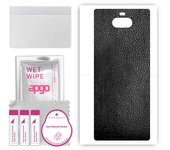 apgo Protective Skin Sticker for the back compatible with Sony Xperia 8 Lite, Wrap Film, Foil, Vinyl - Pattern Black Leather