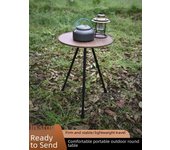 Mesa de camping portátil y plegable con trípode: mesa de centro redonda y ligera para exteriores