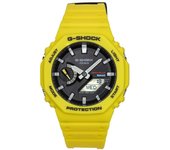 Reloj para hombre Casio G-Shock Mobile Link analógico digital con correa de resina amarilla y esfera negra Solar GA-B2100C-9A 200M negro