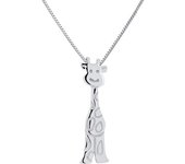 Colgante Infantil - LÉA &; ARTHUR - JIRAFA - Oro blanco 375 - Joyas hipoalergénicas - Bolsa de regalo