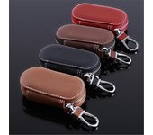 Carteras para llaves de coche de Color sólido portátil a la moda, funda para llaves de coche de cuero Pu de alta calidad marrón oscuro