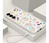 Para Samsung Galaxy S25 S24 S22 Ultra Plus S23 S21 S20 Fe A55 A54 A53 A35 A15 5g Patrón floral Cordón a prueba de golpes Protección de lente delgada Funda suave de TPU Samsung S21 FE beige