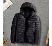 Chaqueta con capucha y cremallera con puños elásticos, transpirable, acolchada de algodón, elegante, para uso diario, abrigo para hombre 2XL azul marino