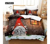 Juego de cama de Papá Noel, juego de funda nórdica, ropa de cama 3d, ropa de cama con impresión digital, juego de cama tamaño Queen, diseño de moda, juego de tres piezas de algodón puro EU single(135x200cm)