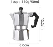 Cafetera de aluminio para Mocha, cafetera rápida para cocina, forma octogonal clásica, accesorios de cocina, utensilios para café 50ML plata