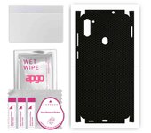 apgo Protective Skin Sticker for the back+sides compatible with Samsung Galaxy M11, Full Wrap Film, Foil, Vinyl - Pattern Matrix