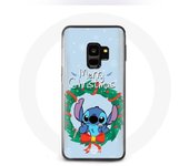 Coque pour Samsung Galaxy S9 Stitch neige joyeux Noël bleu