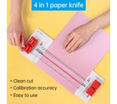 Cortadora rotativa de papel mini 4 en 1 KW-trio, longitud de corte de 23 cm para papel de ancho A3 A4, máquina cortadora de papel de escritorio con accesorios