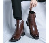 Botas Chelsea clásicas de cuero suave para hombre, botines puntiagudos de moda, estilo británico, informales, de caña alta y corta 38 negro