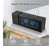 Reloj despertador digital multifuncional Reloj electrónico de escritorio Pantalla LCD 7 colores de retroiluminación negro