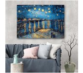 Póster de lienzo de paisaje abstracto de noche estrellada de Van Gogh, arte de pared clásico famoso, cuadro decorativo impreso, decoración moderna para sala de estar 20x30cm
